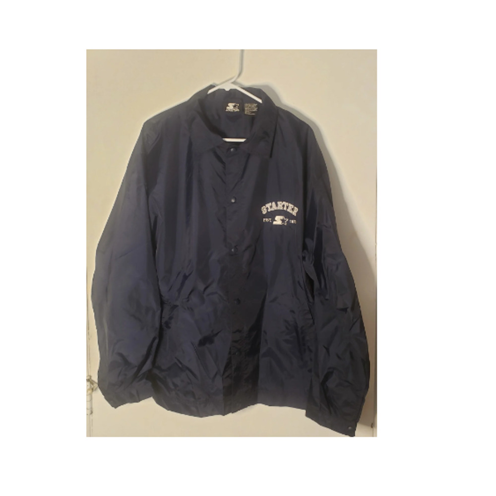 Raincoat STARTER Mens Large Black With An Inside Mesh Button Down